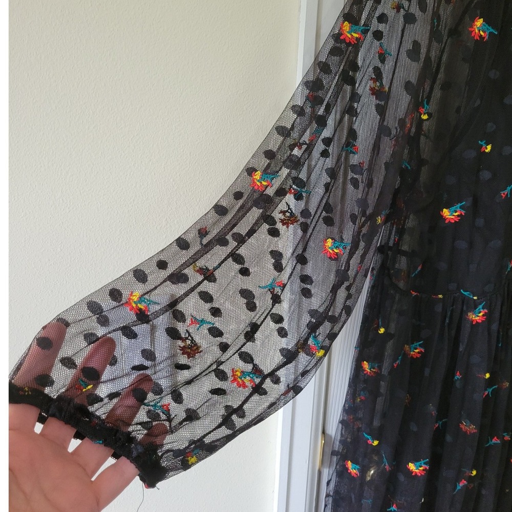 Torrid Black Mesh Floral Embroidered Polka Dot Maxi Dress Set Plus Size 3 3X - Picture 5 of 16